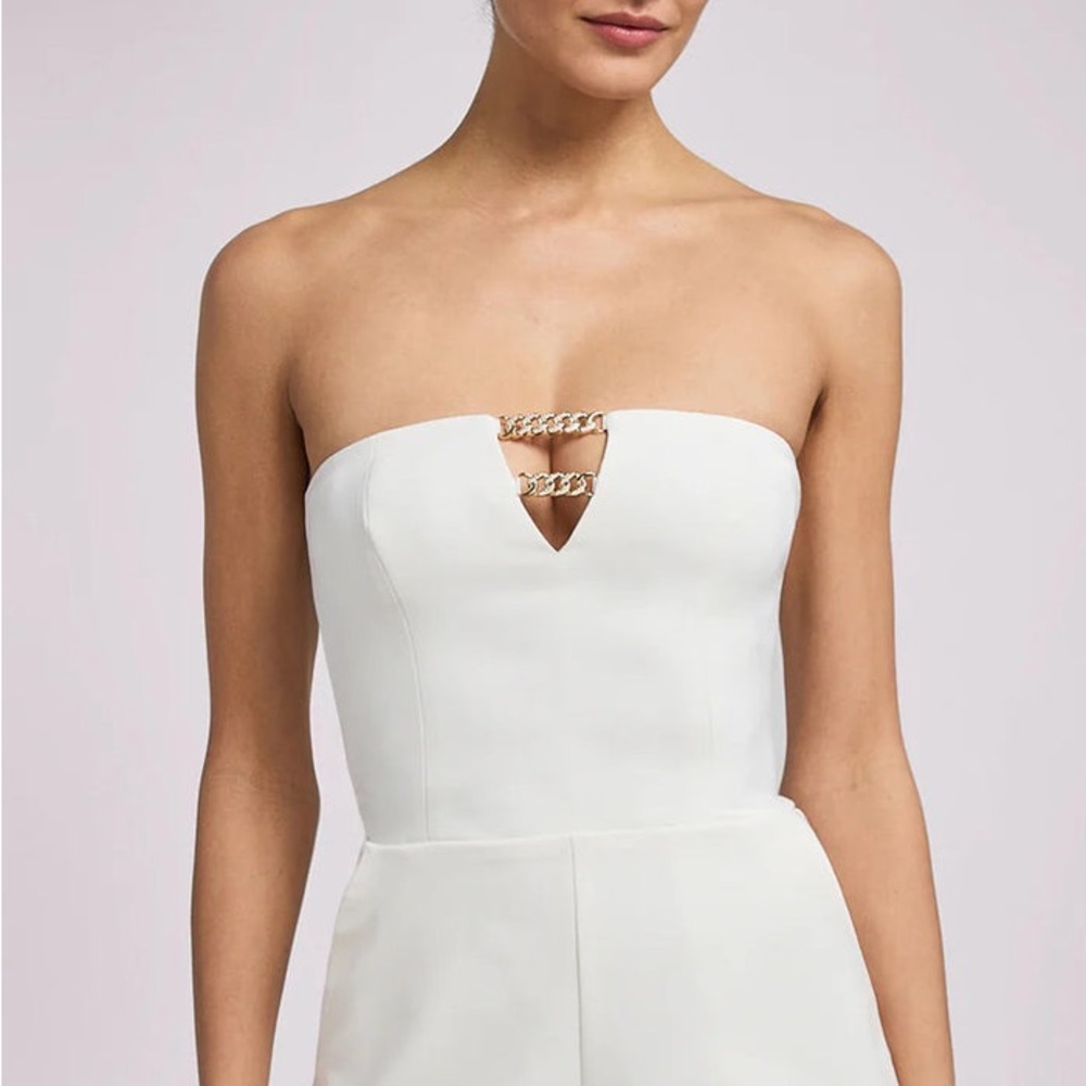 NWT Generation Love size 4 - Sophia Crepe Bustier Romper, White/gold accent